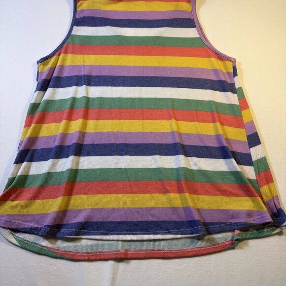 Haptics‎ Colorful Large Round Neck Striped Lightweight Knit Tank Swingy Loose - Picture 5 of 8